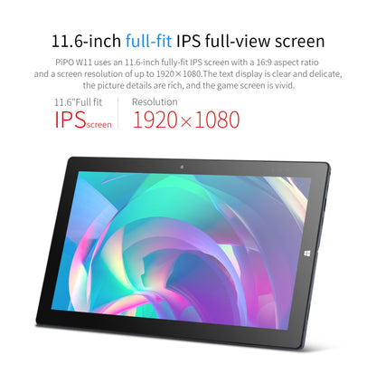 PiPO W11 2 in 1 8G+128G 11.6 inch Tablet PC Windows 10 OS 1920*1080 IPS Intel Gemini Lake N4120 2.4GHz Quad Core CPU 4GB RAM 64GB SSD